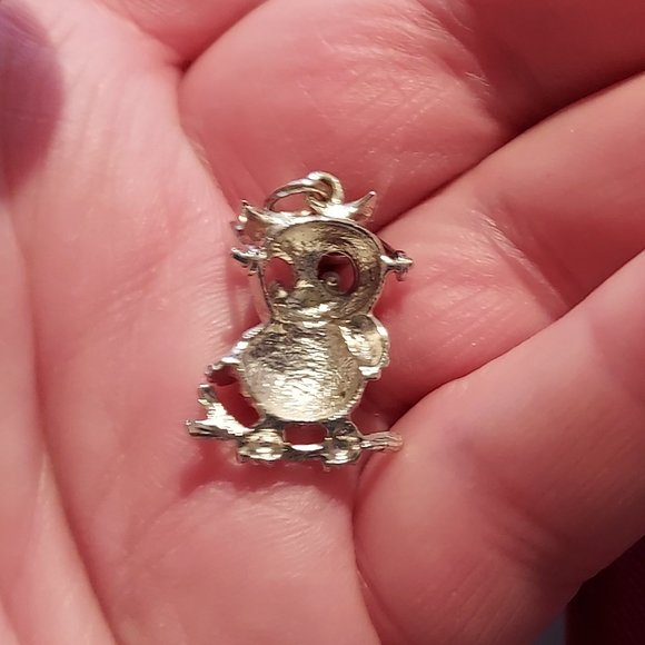 Silver Owl with movable glasses Charm - Picture 3 of 5